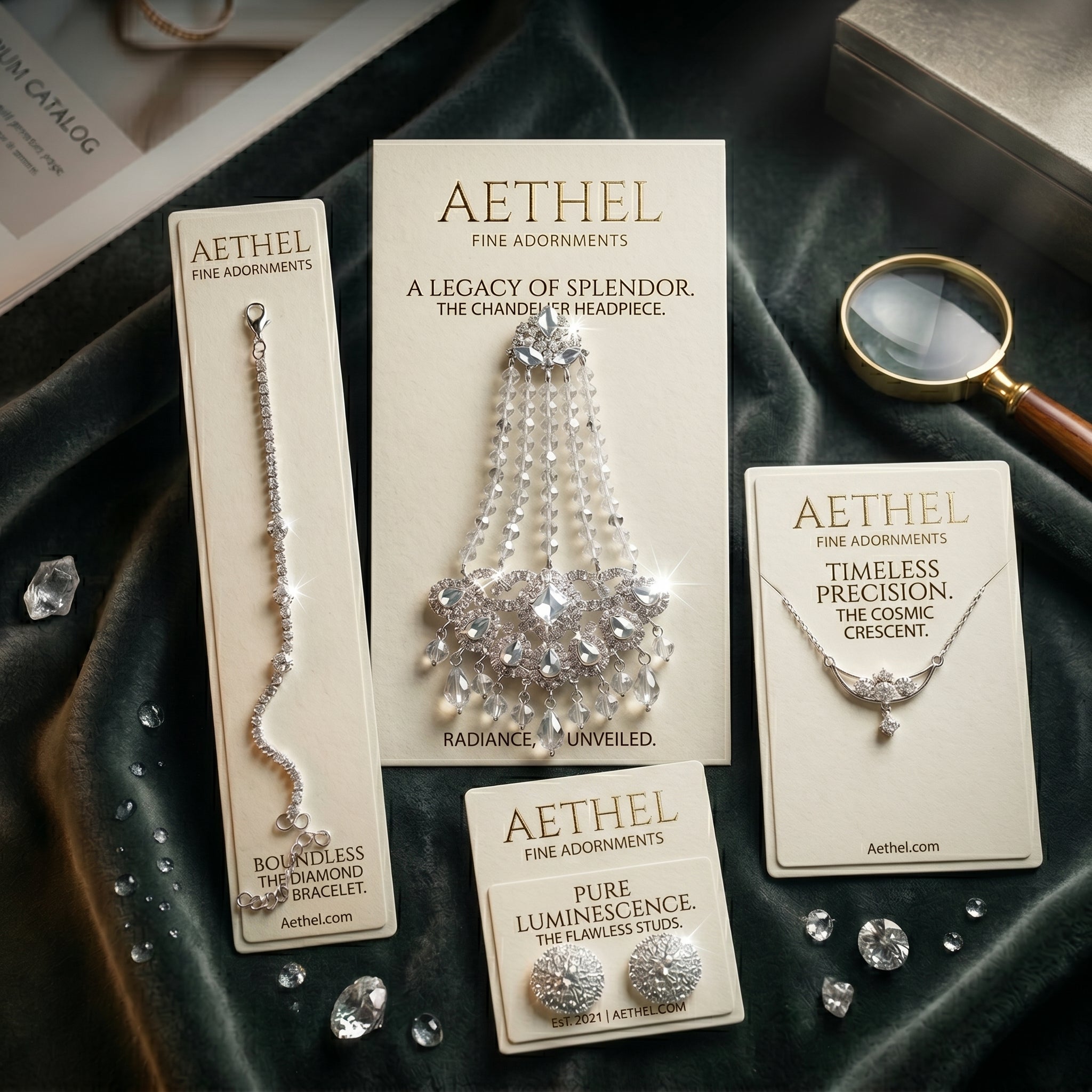 AETERNA Deluxe Adornments Silver Crystal Bridal Jewelry Set