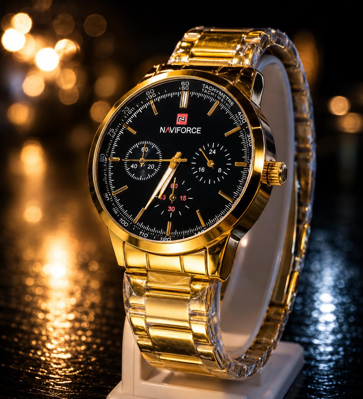 NAVIFORCE NF9214 Golden Edition black display Watch For Men